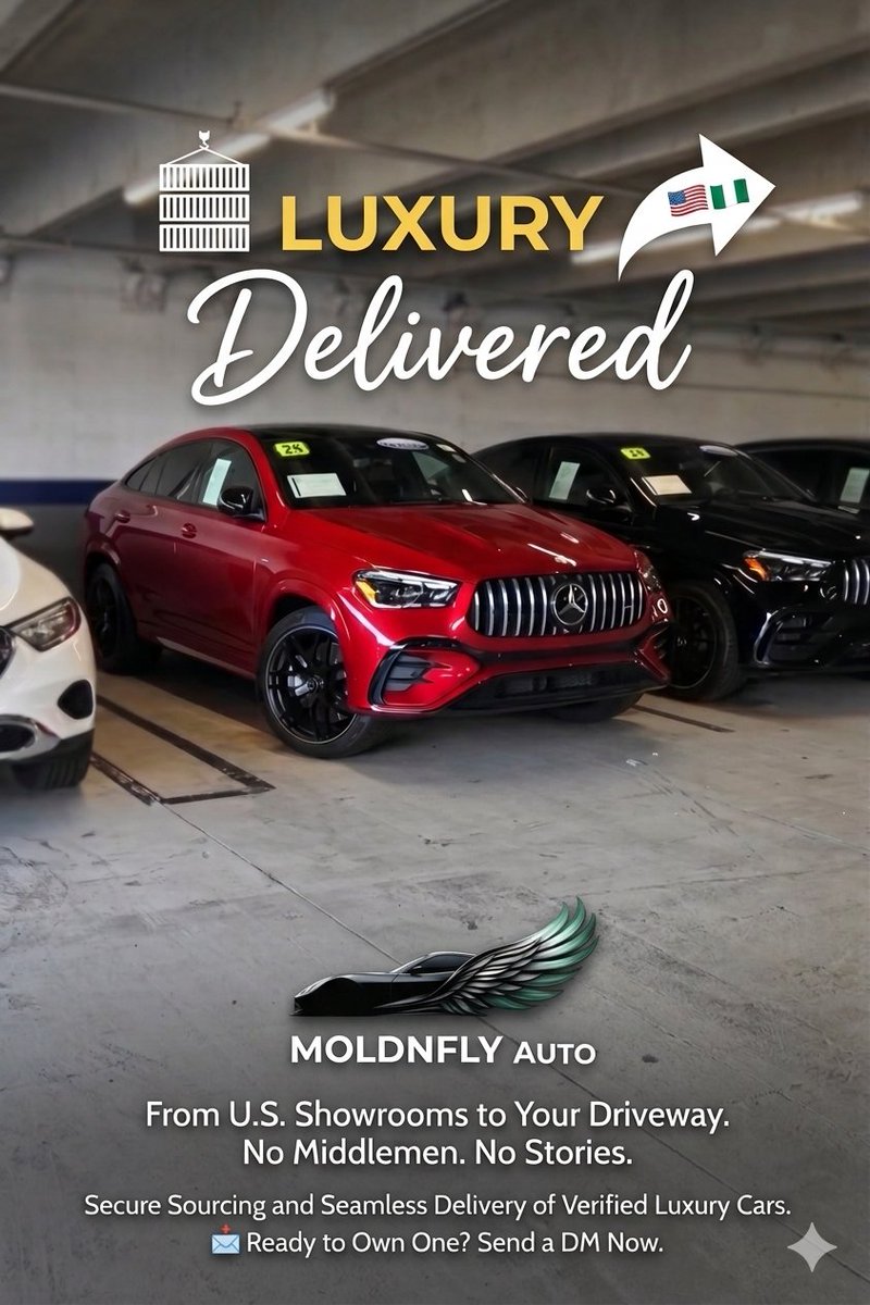 MoldnFly_Auto's tweet photo. From U.S. showrooms to your driveway in Nigeria. No middlemen. No stories. Just verified cars and a smooth process. 🇺🇸➡️🇳🇬
#MercedesBenzNG #USSpecCars #GLECoupe #LagosLuxury #AbujaPremium #CarSourcing https://t.co/WMxo9z5Rbo