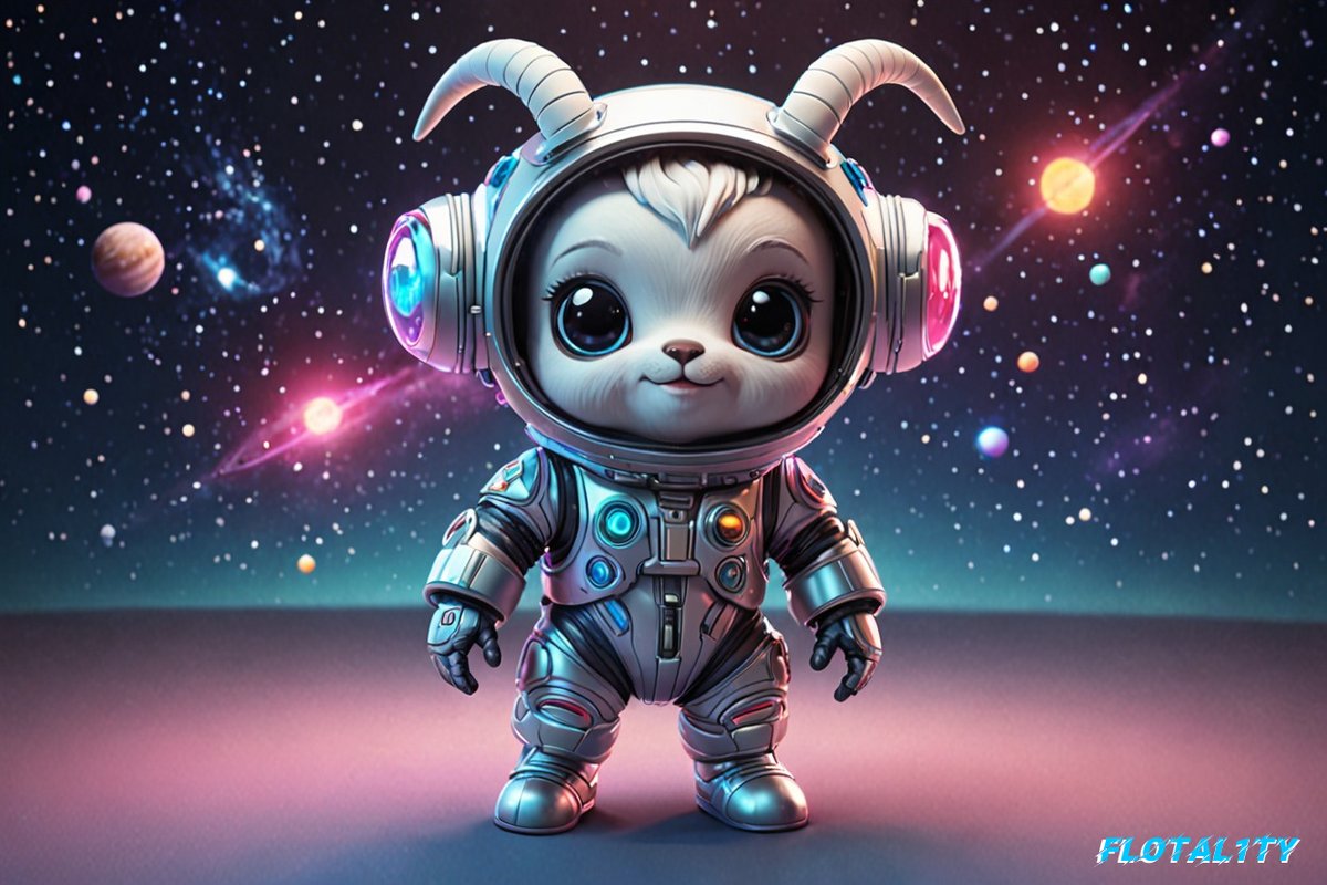 What if others were already on the Darkside of the moon...?

space explorer [Animal], tiny astronaut suit, cosmic neon lighting, cute chibi proportions, glossy 3D render, big shining eyes