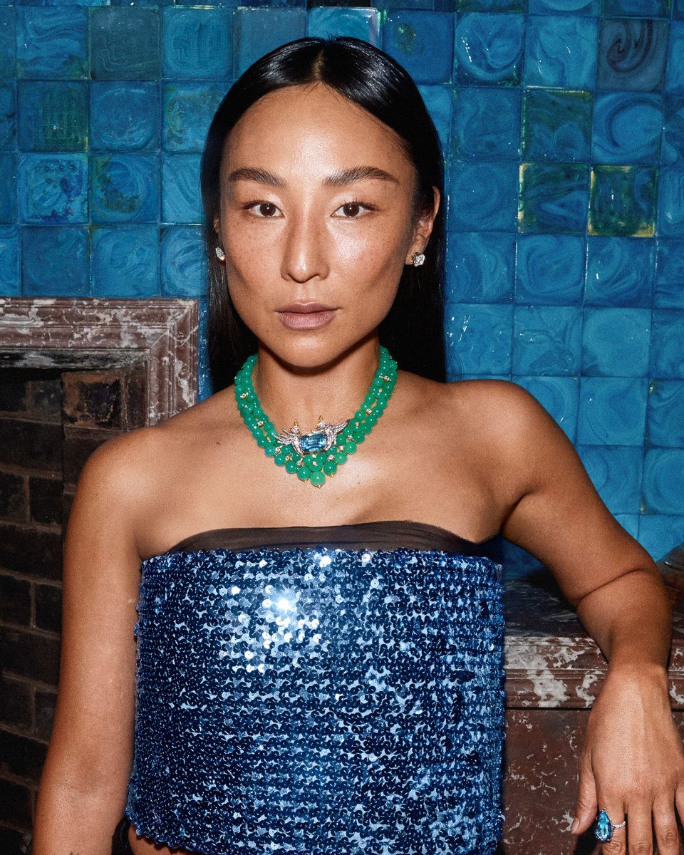 TiffanyAndCo's tweet photo. (1/2) Stepping inside Blue Book 2026: Hidden Garden. Wearing Tiffany & Co. designs, House ambassadors Connor Storrie, Greta Lee and Arón Piper along with friends of the House Mariah Carey, Yuqi Song and Masami Nagasawa attend an exclusive event celebrating the debut of the House’s newest high jewelry collection.

#TiffanyAndCo #TiffanyBlueBook #TiffanyHighJewelry