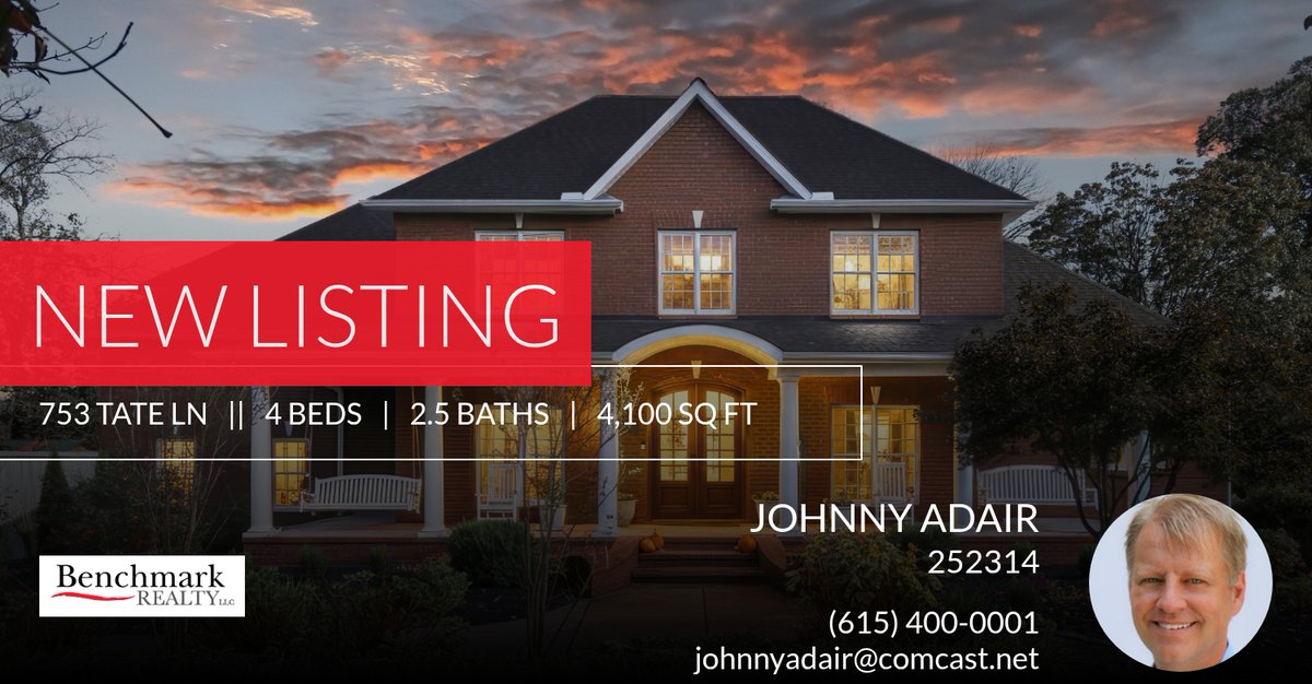 johnnyladair's tweet photo. 📍 New Listing 📍 Take a look at this fantastic new property that just hit the market located at 753 Tate Ln in Mount Juliet. Reach out here or at (615) 400-0001 for more information!

Listed by John Thomas

Johnny Adair 
Benchmark... https://t.co/O3t85jmOZ3 https://t.co/VpSu99niln