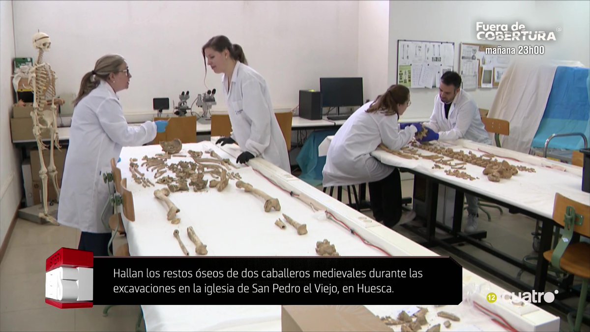 CuartoMileniotv's tweet photo. Hallan los restos óseos de dos caballeros del siglo XI durante las excavaciones en la iglesia de San Pedro el Viejo, en Huesca #CuartoMilenio https://t.co/rGOXV50YHi