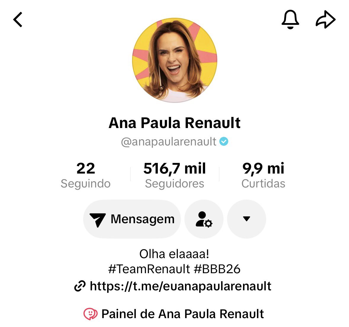 trusttay's tweet image. Hoje a Ana estava falando sobre os seguidores dela nas redes. A ÚNICA que ela ainda não bateu pelo menos 1M foi no teco teco. Acho justo bater antes da final. Bora? #bbb26 #bbb #TeamRenault