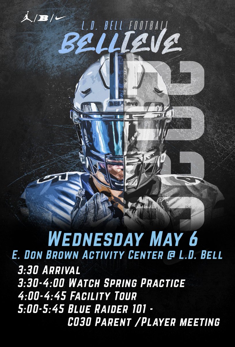 LDBellFootball's tweet photo. CO2030 youβre up next! Mark you calendar. We look forward to hosting you on your official visit! Parent meeting to follow! π΅ #BlueRaider101 #BELLieve https://t.co/5s5TBODfBn