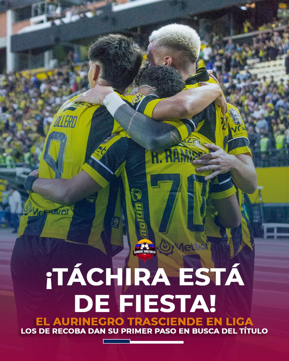 SangreVT's tweet photo. ¡TÁCHIRA ASEGURA SU LUGAR! 💛🖤

El Deportivo Táchira inscribió oficialmente su nombre entre los ocho mejores del Torneo Apertura 2026. El "Carrusel Aurinegro" selló su clasificación matemática tras el revés de Rayo Zuliano este sábado.

📸 @wtfisjehiely https://t.co/vjV4ZmAI7I