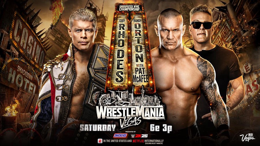 LetMeSeeWag1's tweet photo. Cody Rhodes Vs Randy Orton (WWE SmackDown World Championship) At @WWE Wrestlemania42 In Las Vegas Live On @Netflix 
Cody Rhodes Is Still WWE SmackDown World Champion After Defeating Randy Orton! 
#wwe #wrestlemania #wrestlemania42 #netflix #letmeseewag1 https://t.co/t4W3wUdxcO