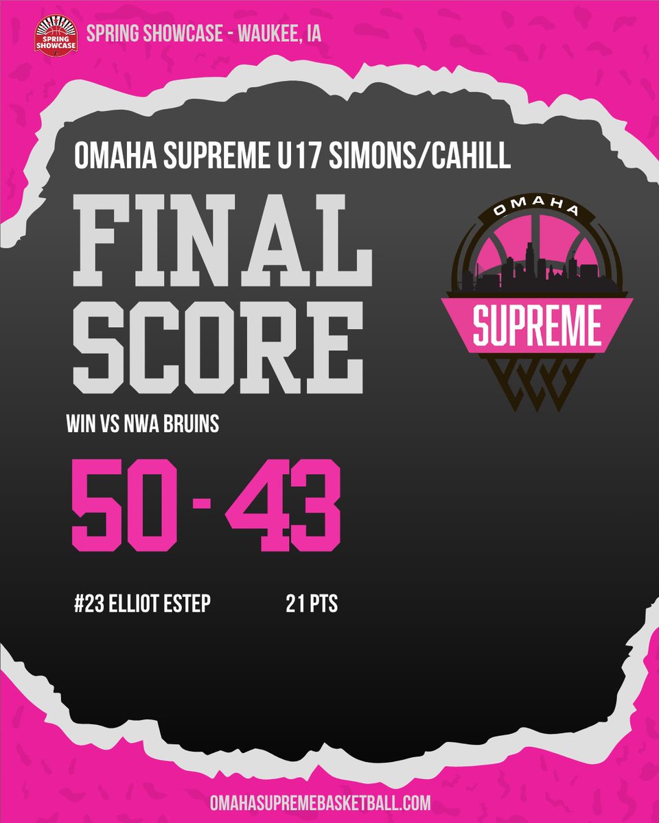 U17 Simons/Cahill beat NWA Bruins this afternoon 50-43! Leading scorer was #23 Elliot Estep with 21pts! Great work!