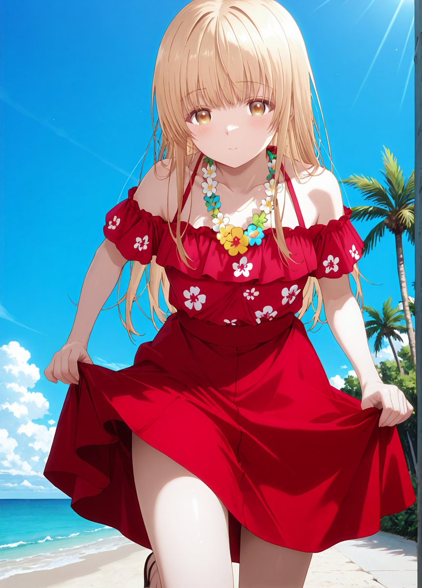 ハワイにやってきた椎名真昼さん SFW Illustration. No nudity or