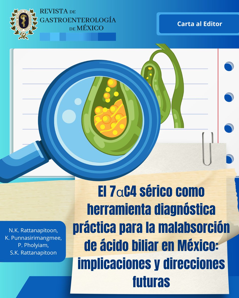 📄 El 7αC4 sérico como herramienta diagnóstica práctica para la malabsorción de ácido biliar en México: implicaciones y direcciones futuras

La identificación oportuna de la malabsorción de ácidos biliares representa un reto en la práctica clínica. El uso de biomarcadores como el