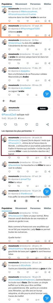 Lilllipuce's tweet photo. @mesburne @emma_frr En parlant de vomi, ravale le tien et va troller ailleurs ! Ton faux compte sert uniquement à HARCELER, SEXUALISER et qualifier les femmes de CHIENNES, vomir ton RACISME obsessionnel, faire l'apologie du terrorisme, soutenir une entité génocidaire... 🤮

📢 #SIGNALEZ cet étron 👇 https://t.co/CbifYd3ljK