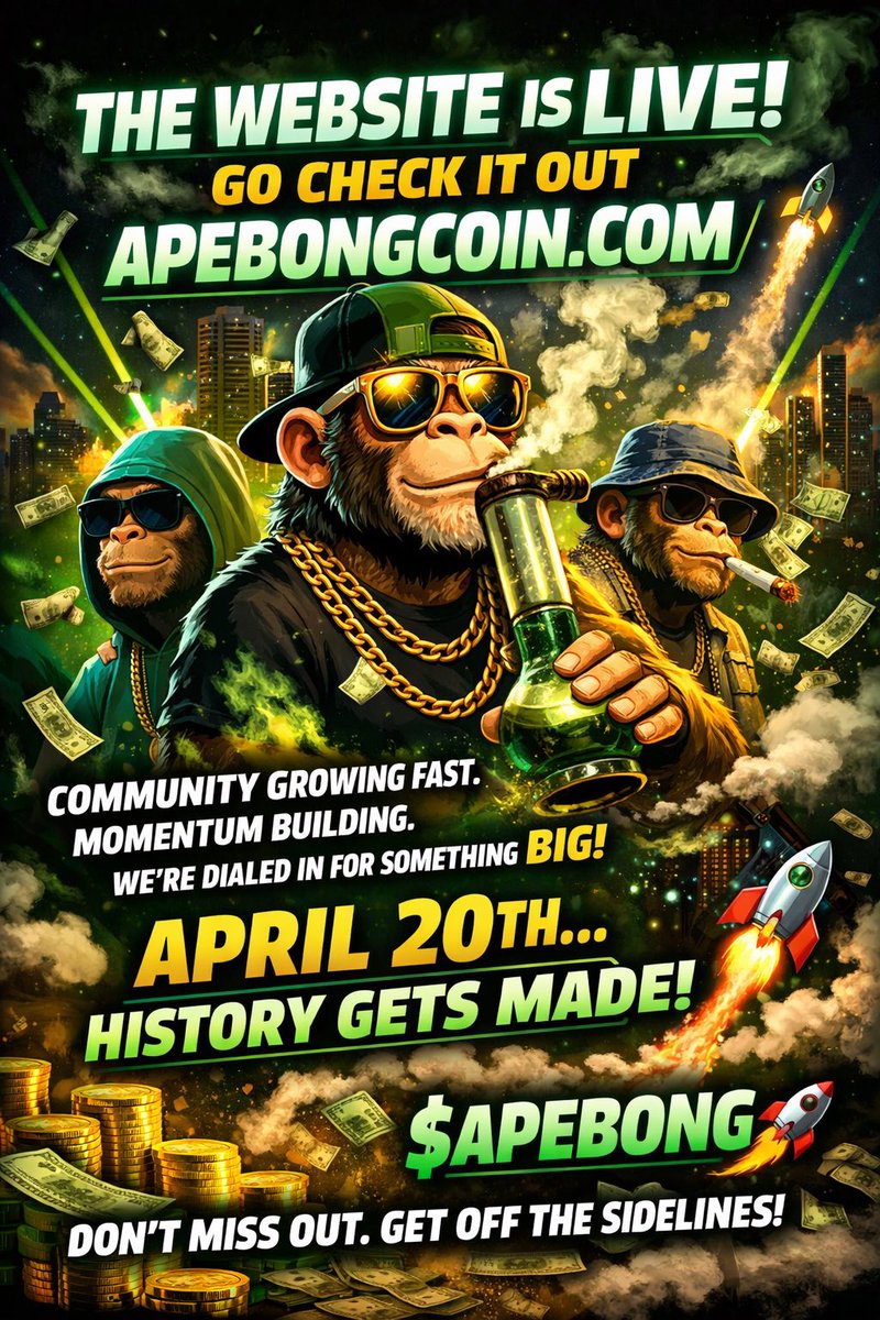 APEBONGCOINZ's tweet photo. The website is LIVE. Go check it out 👉 https://t.co/G0ko6Mkwm9

Everything is locked in. Community growing fast, momentum building, and we’re dialed for something big. This isn’t just another coin this is a movement.

April 20th on pump fun… history gets made. Don’t be the one watching from the sidelines.

$APEY