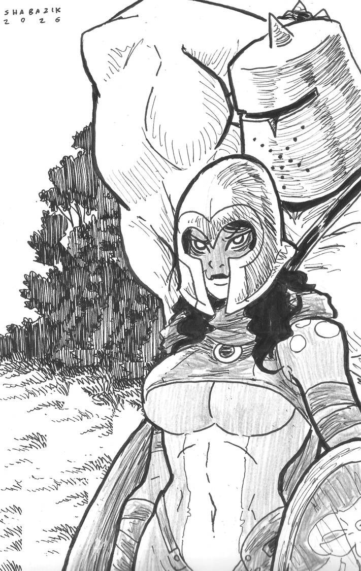 shabazik's tweet image. A well protected lady.

Iloma of @melvlo feeling specially confident thanks to the helmet provided by @Tarmhell (who is as well tagging along for aditional protection)

#drawing #fantasy