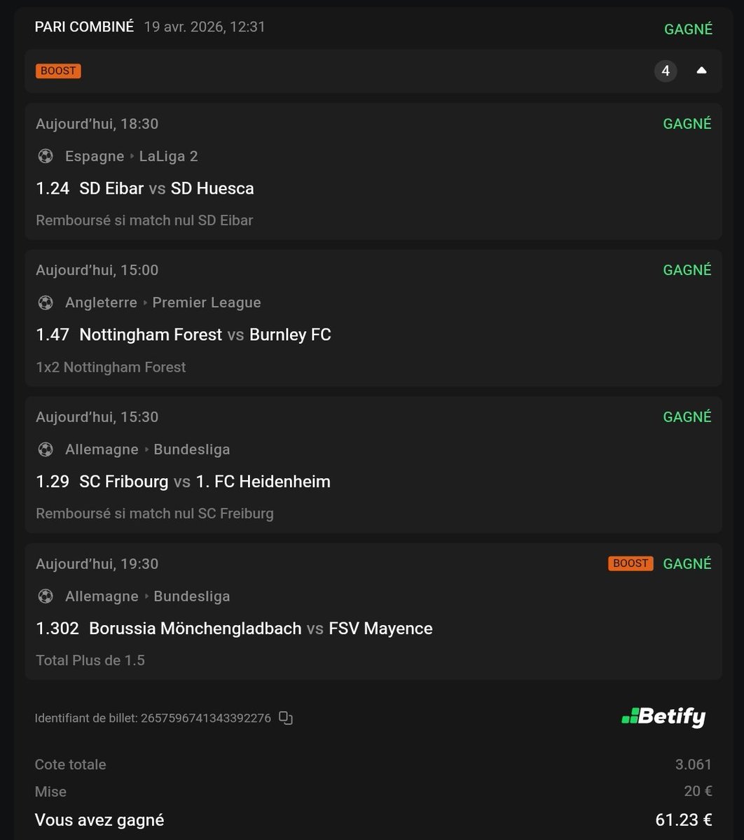 BetClem_'s tweet image. ON ENCAISSE EN BETS #FOOTBALL ⚽✅✅

COMBINÉ FUN 🔥✅
@3.06✅
20€ ➡️ 61.23€✅

On pousse derrière Porto pour le combiné du jour toujours en cours également !

💚 Si tu soutiens 
#TeamParieur