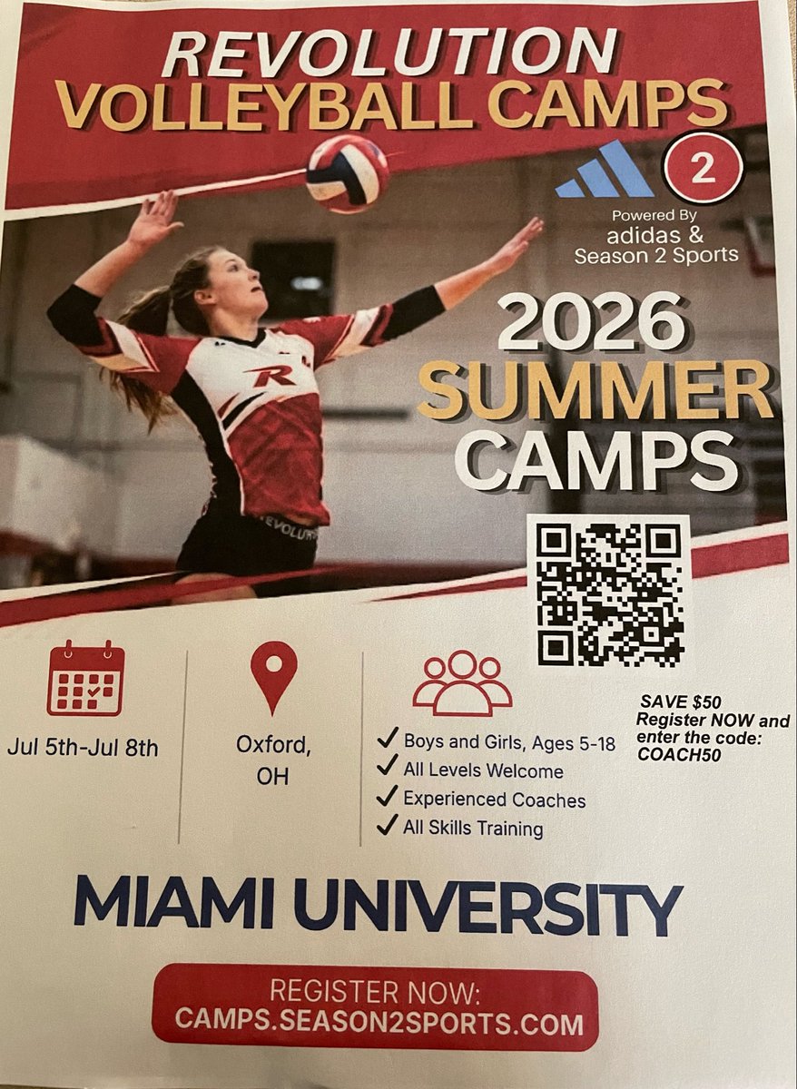 BigBlueVB's tweet photo. Revolution Volleyball Camp
Powered by Adidas is hosting a session at Miami. Contact Upwardstarscincy@gmail for more information https://t.co/mHxdh602au