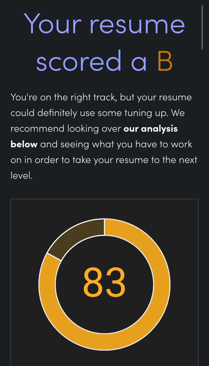 توني اكتشف ان لما تسوي CV عن طريق Canva هو عبارة عن صورة وحتى ماينقرأ صح بنظام ATS ولازم بعد ماتخلص تصميمك من كانفا تحول ملف ال PDF الى Word وتحفظه مرة ثانية PDF وتنحل المشكلة وذا الي اقدم فيه جايب 83 من 100 وتقديمي وعدمه واحد كيف ؟ 

 resumego.net