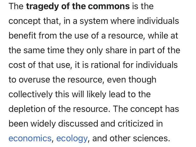 Spam on BTC is a great example of the “Tragedy of the Commons”. 

Spammers in effect privatize gains &amp; socialize losses caused by burdening the network with damaging dust to be stored by nodes for free forever. Enemies of BTC also can pile in.

Thats why spam risk is existential.