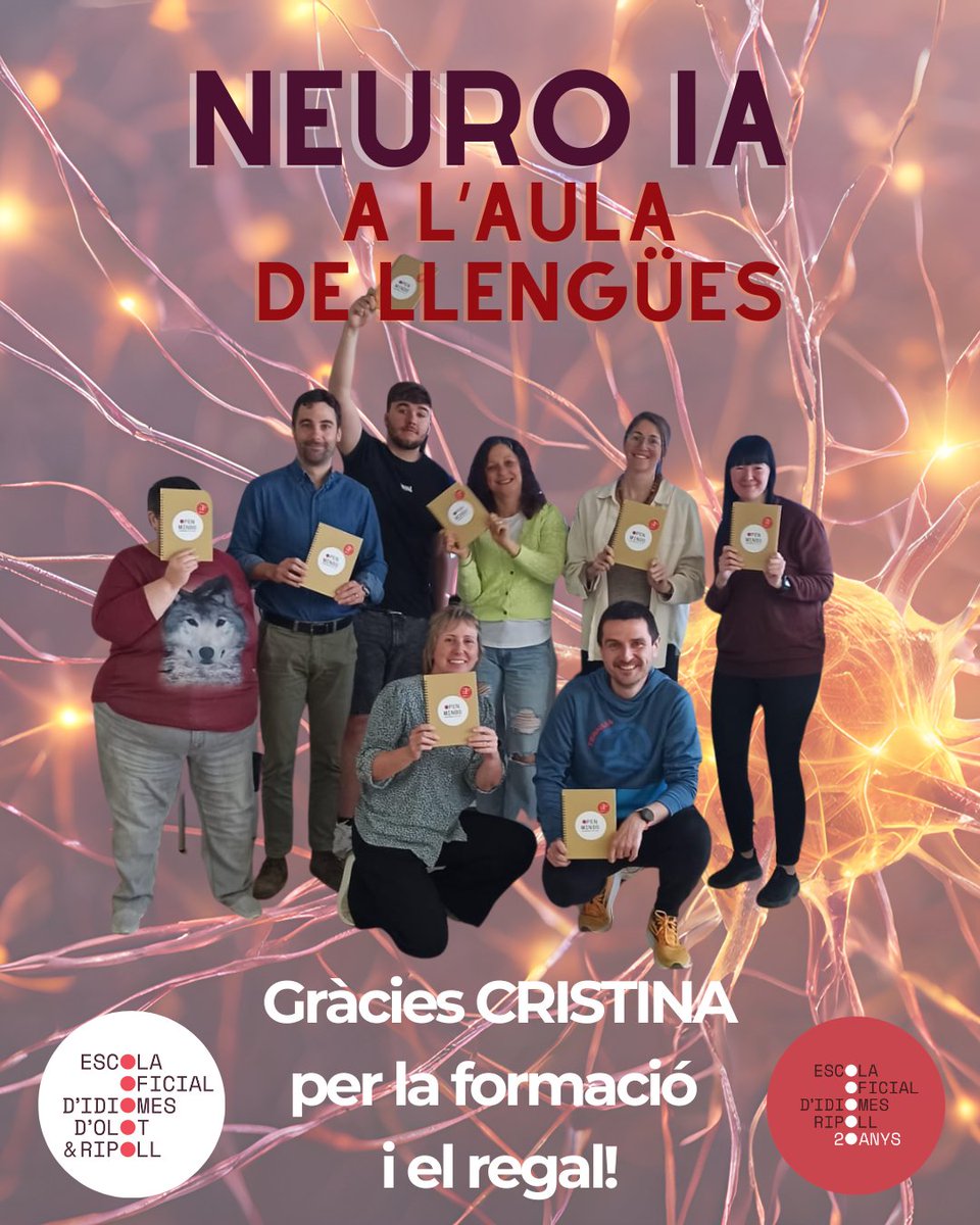 EOIOlot's tweet photo. Divendres vam acabar la formació de NeuroIA a l'aula de llengües. Una formació molt útil que sens dubte aplicarem a l'aula. https://t.co/MNq2CJlgSX