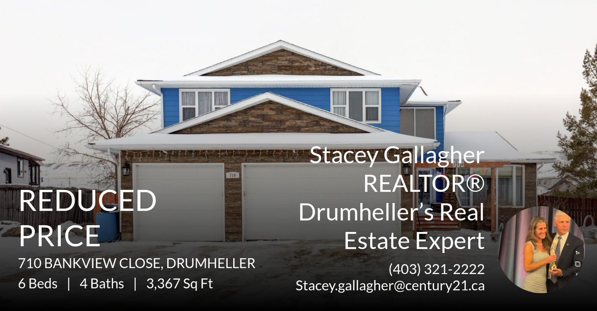 SoldbyStacey's tweet photo. 📍 Reduced Price 📍 Bring us an offer! This recently reduced home at 710 Bankview Close in Drumheller is ready for new owners, so, don't wait to set up a showing! Reach out here or at (403) 321-2222 for more information!

Stacey Ga... https://t.co/z5hodFD3mo https://t.co/qPW8fdWggY