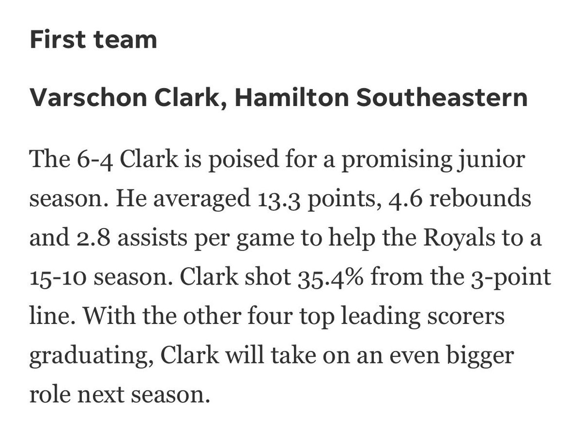 HSEBasketball's tweet photo. Varschon recognized on the First Team for sophomore standouts from this season! 🔵⚪️ @vars_diffrent @HSEAthletics https://t.co/BbfL7o8sAQ