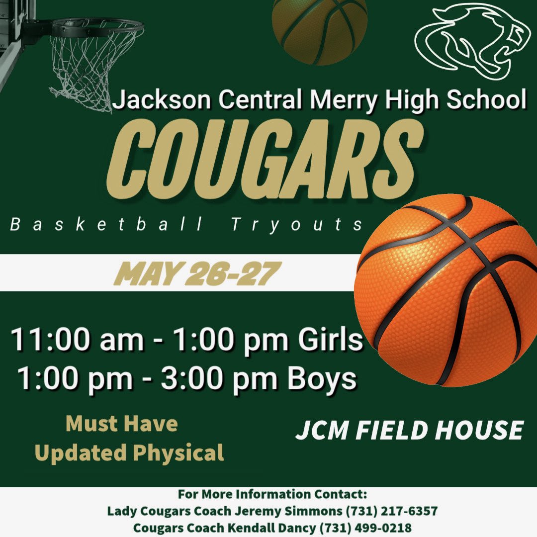 jsimmons_1989's tweet photo. 🚨 Lady Cougar Basketball Try Outs🚨

We’re looking for athletes ready to compete, work, and win. Bring energy, effort, and confidence. 💚💛@JCMCougars @JCM_ECH @ap_baker1 @RamonicaD https://t.co/y6XsU0Aa0M