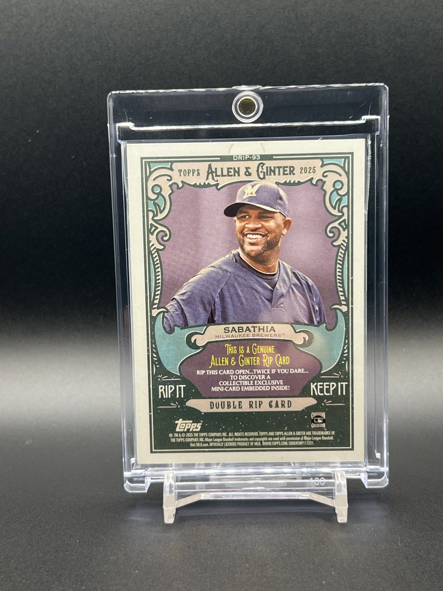 RickSynrod's tweet photo. @CardPurchaser 

Just pulled these RIPs from 2025 Allen &amp; Ginter… Do I rip, keep, sell?!?!

Reggie Jackson RIP /199
Fielder/Sabathia double RIP /50 https://t.co/ocdMbRiDZK