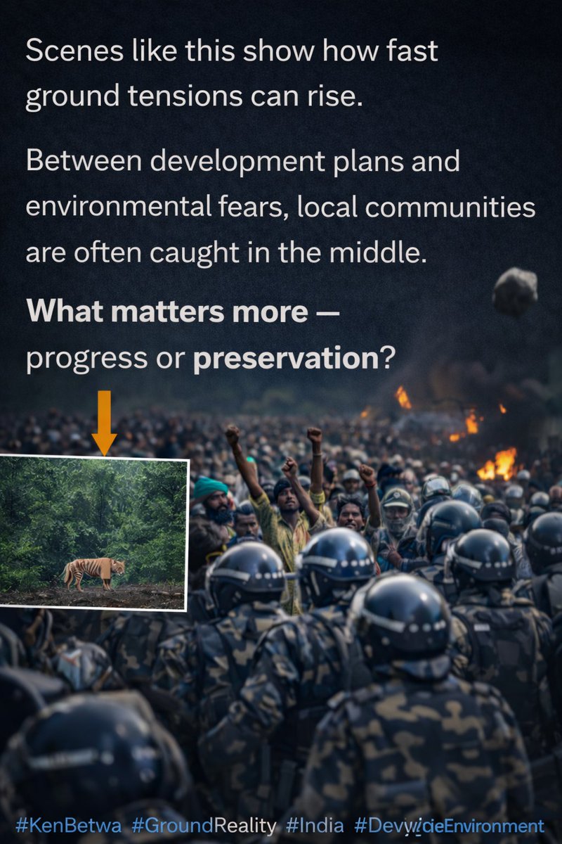 akash884076's tweet image. Protests around the Ken–Betwa project show how quickly things can escalate.
From environmental concerns to clashes on the ground, the real issue often gets lost in the noise.
Are we solving problems or just reacting to them?
#KenBetwa #Protest #Environment #India