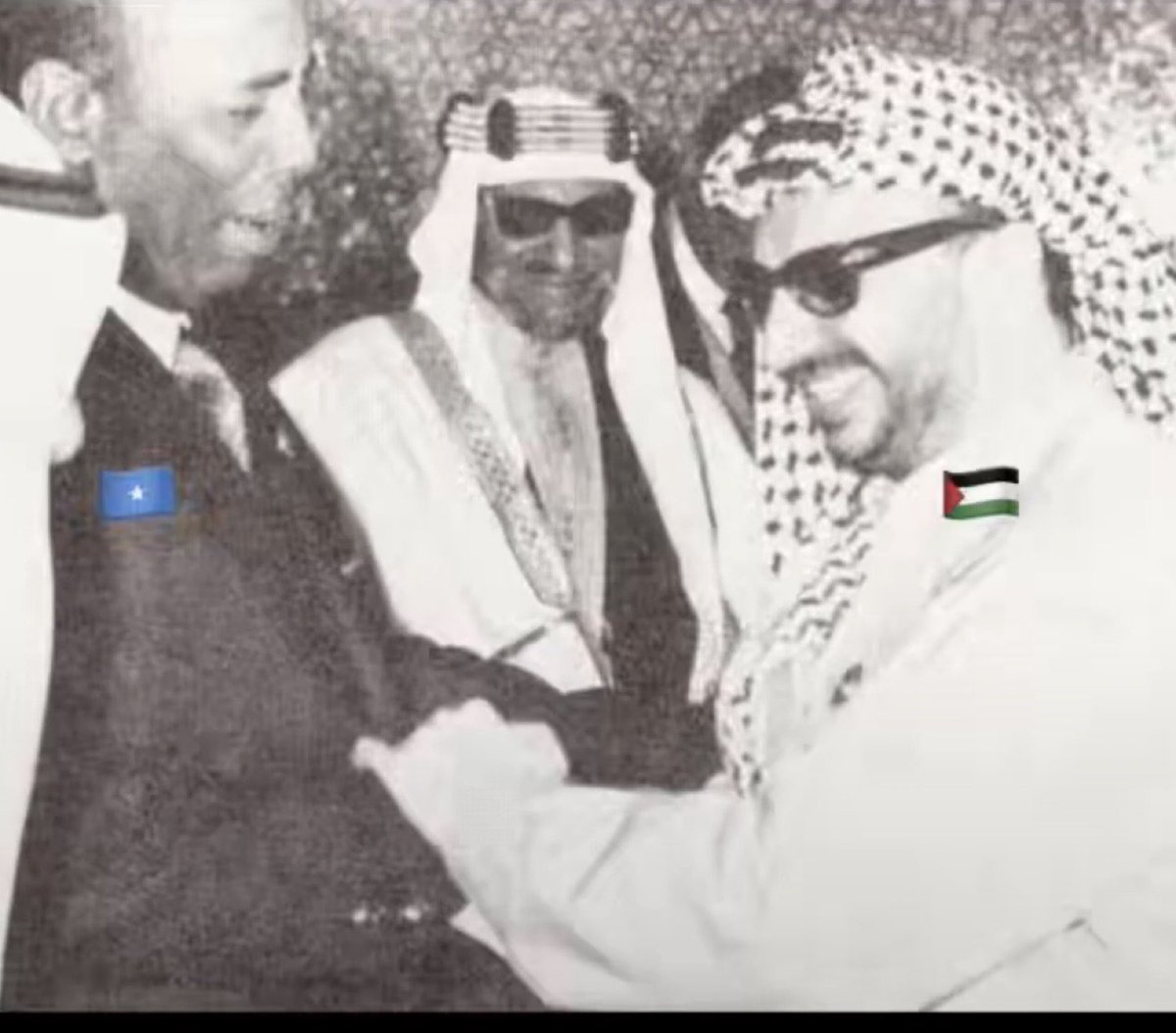 RepOfSomaliland's tweet photo. Yasser Arafat was smiling and shaking hands with dictator Siad Barre. 
The dictator whose regime carried out the Isaaq Genocide, slaughtering up to 200,000 Somalilanders and turning Hargeisa into rubble 

Meanwhile, in 1990 at the United Nations, Israel was the sole country condemning Barre’s massacres and supporting Somaliland.  One side celebrated the butcher, while the other defended the victims.  

We remember those who stood with us.  Somaliland stands with Israel.