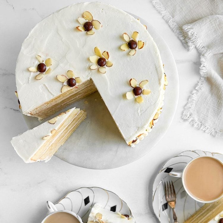 TheNibble's tweet image. We just had our first piece of this lovely amaretto cake we baked for National Amaretto Day. Here’s the #recipe from @TasteOfHome. Follow the tip to brush more #amaretto on the layers before frosting, and definitely garnish with #almonds. #Dessert