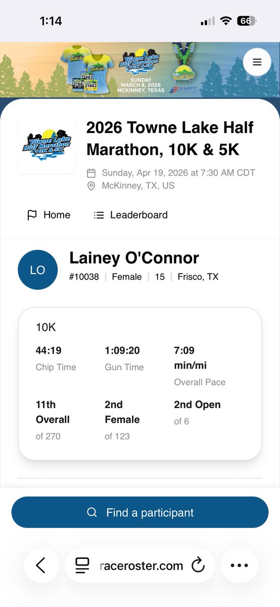 lainey_oconnor1's tweet image. Today I ran my first competitive 10k at the AMPT Running Towne Lake 10k event. I finished 2nd female overall and also placed 11th out of 269 people. My time scanned in as 44:19 on a very hilly 6.28 mile course. Let’s go! 🏃‍♀️ #runnerslife