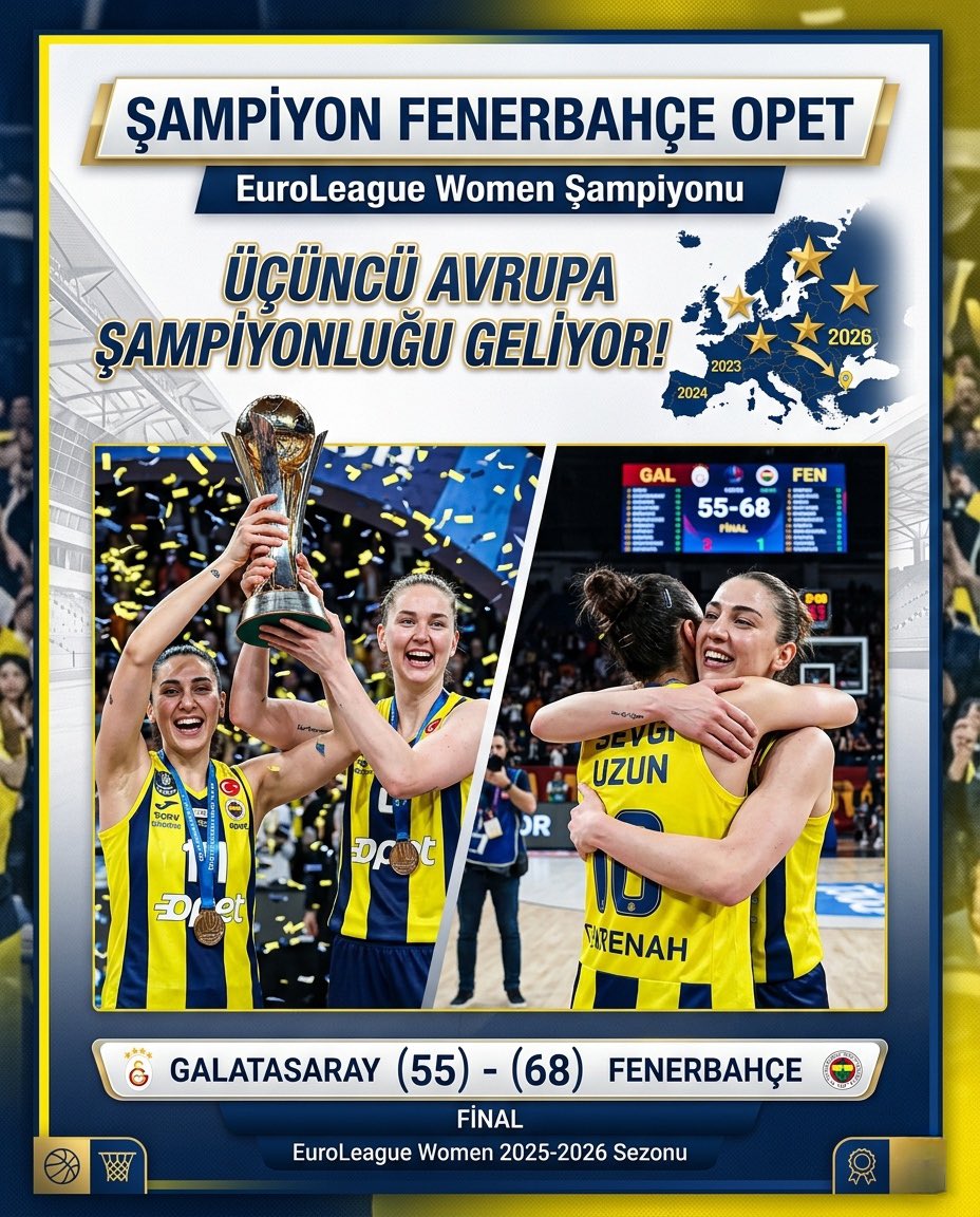 Feneristcom's tweet image. ŞAMPİYON FENERBAHÇE OPET

EuroLeague Women Şampiyonu Fenerbahçe

ÜÇÜNCÜ AVRUPA ŞAMPİYONLUĞU GELİYOR!

#Fenerbahce #sports #basketbol