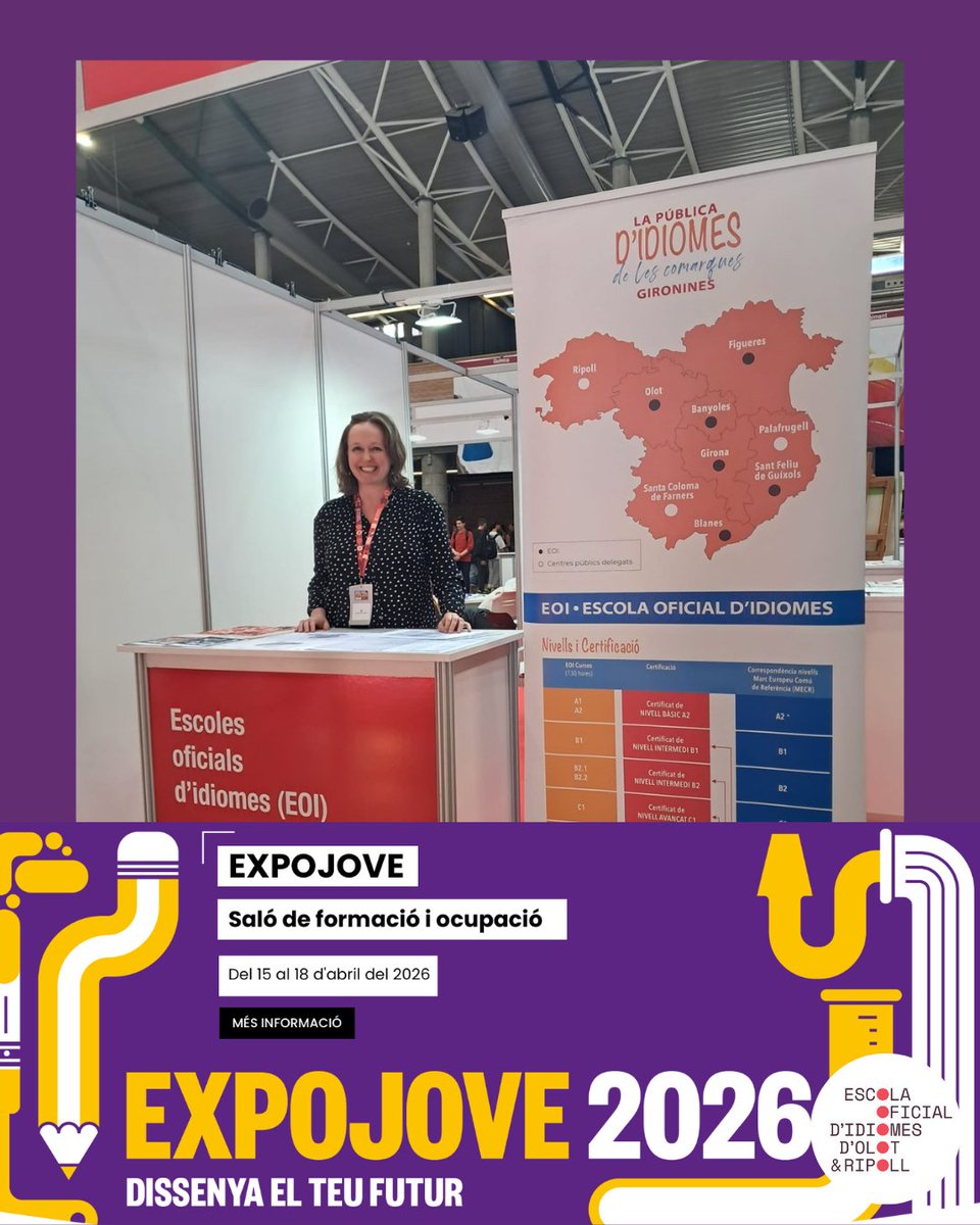 EOIOlot's tweet photo. Divendres vam ser a l’Expojove de Girona representant totes les EOIs gironines. Una gran oportunitat per donar a conèixer l’oferta d’idiomes 🌍📚 https://t.co/K4atqkmzuD