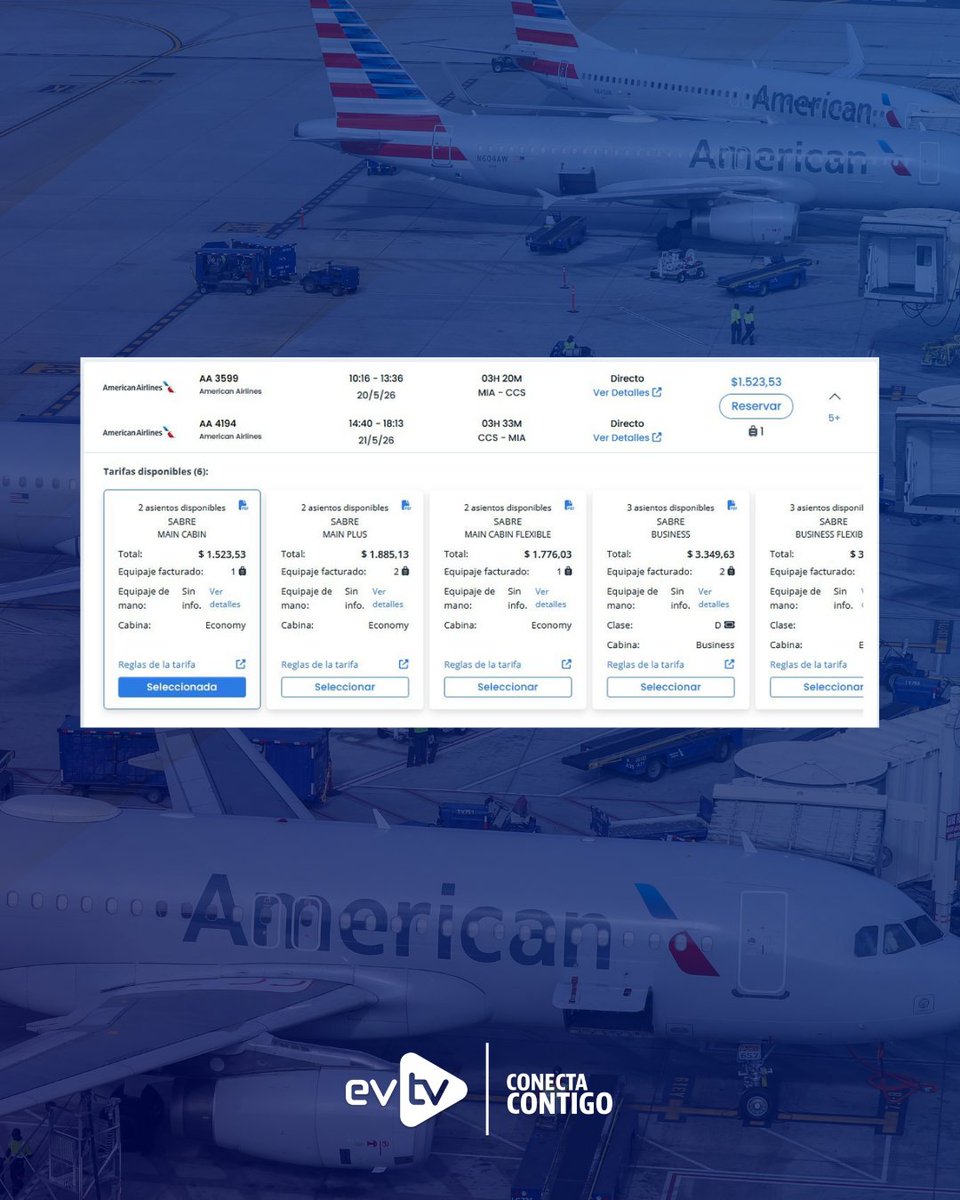 🇺🇸 American Airlines activa venta de boletos Miami-Caracas

✈️ American Airlines inició oficialmente la venta de boletos para la ruta Miami-Caracas, con precios que superan los 1.000 dólares y reflejan la alta demanda tras años sin conexión directa.

📊 La aerolínea prevé operar