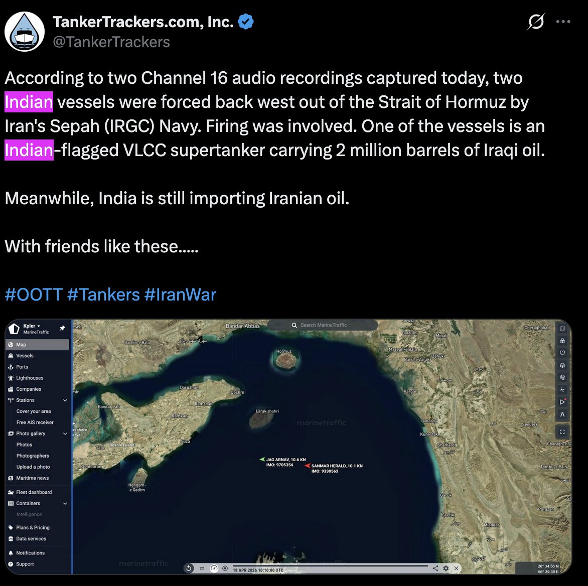 14dayadventist's tweet image. Let me get this straight:

Iran fired a missile at an #Indian ship, and 2 days later US fired a missile at an Iranian ship and seized it!

But US/Trump is TOTALLY NOT DOING IT FOR #India right?

How much more obvious can it get? 
#GlobalSouth #DeepState
x.com/_MartinKelly_/…