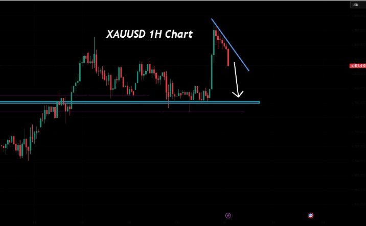 malefient20181's tweet photo. #XAUUSD
Gold rejected local resistance after a sharp spike,showing weakening bullish momentum lower highs forming.The descending trendline is acting as dynamic resistance  long as price stays below it,short-term bias remains bearish.

Next target is the horizontal support zone. https://t.co/NEh6v678qb