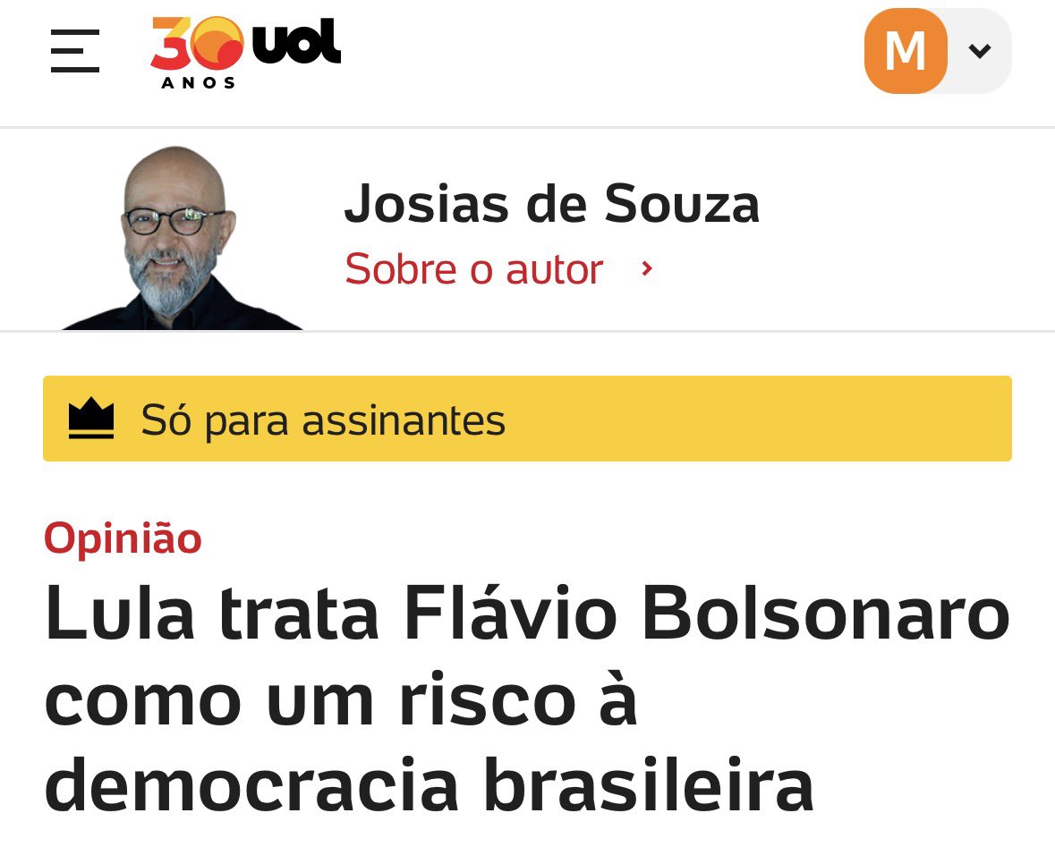 Acredito que Josias não tenha assistido a entrevista de Flávio à Folha em que ameaçou criar uma crise institucional se o STF declarar uma anistia inconstitucional.
Isso deveria bastar, se você não se chamar Wonder.  Boccelli ou Ray Charles, para caracterizar risco a democracia.
