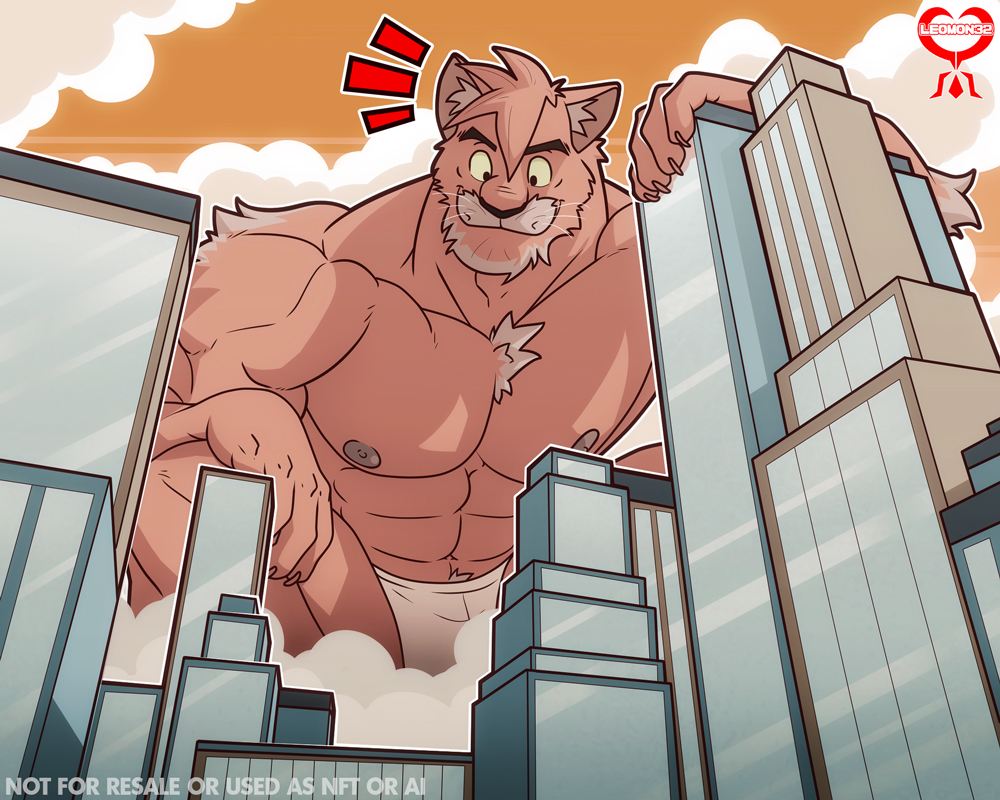 It's indeed a big one! Kronos from <a href="/kronostrat/">Krono 🐱⏳</a> 
#bara #muscles #cat #Kronos #giant #macrophile #caracal