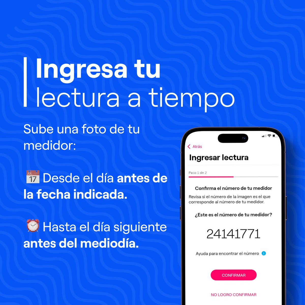 Enel_Informa_CL's tweet photo. ¿Sabes cuándo ingresar tu lectura? 👀
Revisa la fecha en tu boleta y sube una foto de tu medidor:
 📅 Desde el día antes
 ⏰ Hasta el día siguiente antes del mediodía
Evita estimaciones 👇
 https://t.co/5ohwcoqHVa
#EnelDistribucion #Autogestion https://t.co/Y0lypEPA3M