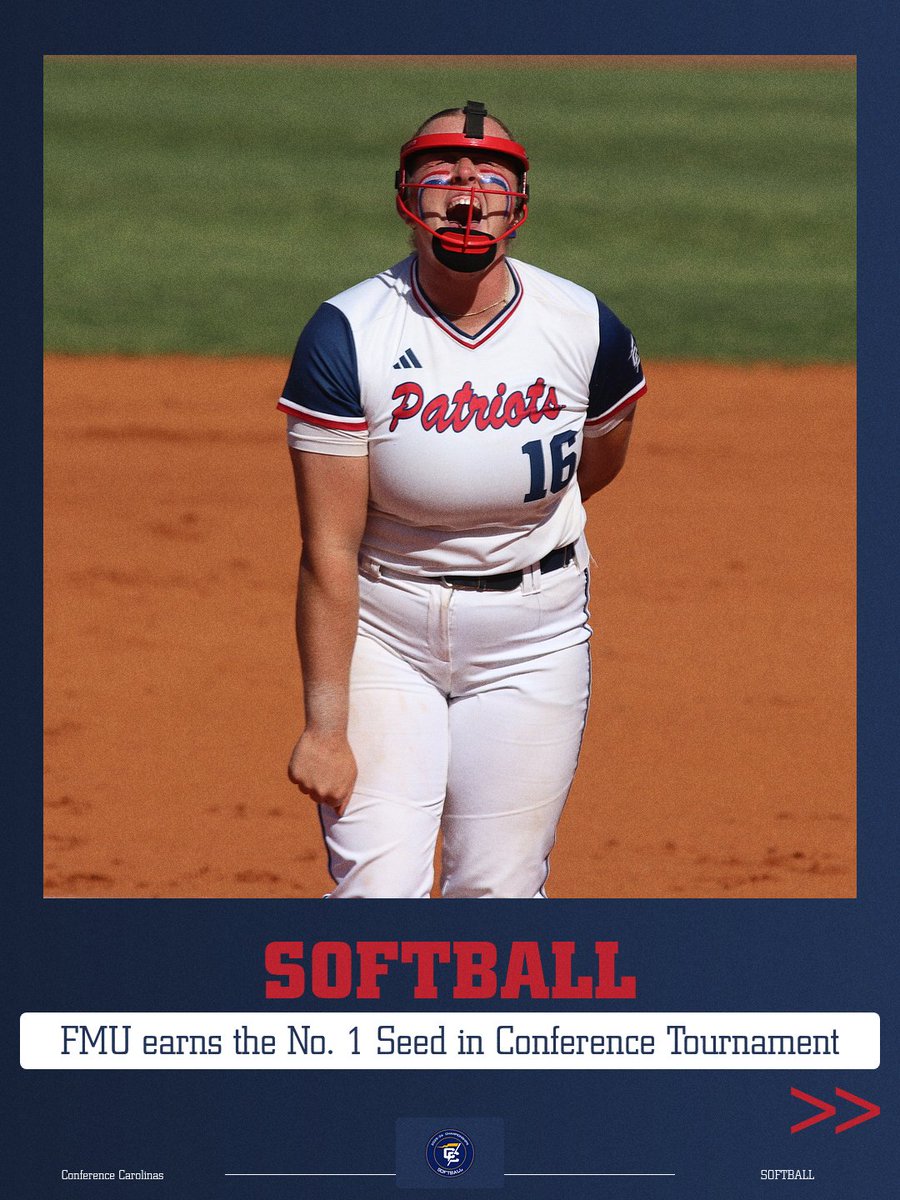 FMUSports's tweet image. #⃣1⃣ 𝐒𝐄𝐄𝐃!

FMU Softball secures the top-seed in the Conference Carolinas Tournament following a third-straight East Division title!

The Patriots will play the winner of No. 8 Belmont Abbey/No. 9 King on Thursday (April 23) at 4 p.m.

#SwampEm #GoPatsGo @fmu_softball