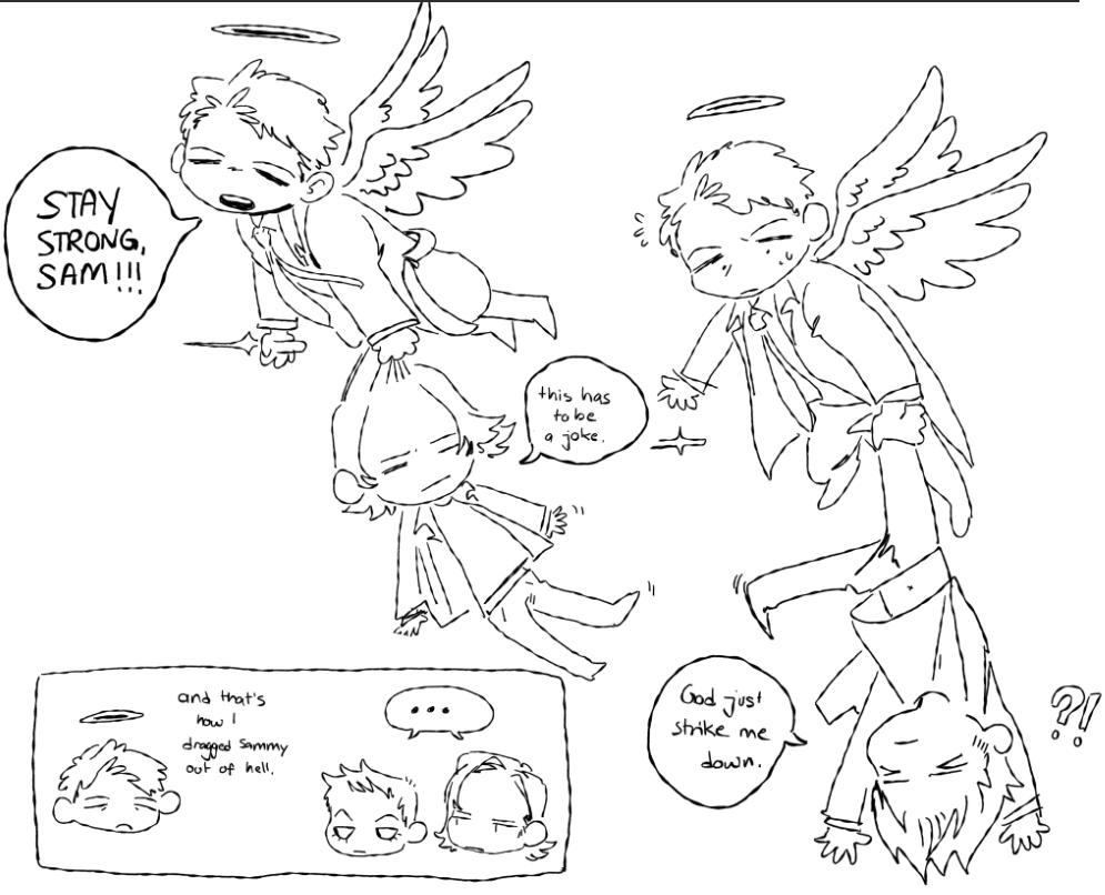 cas dragging sam out of hell