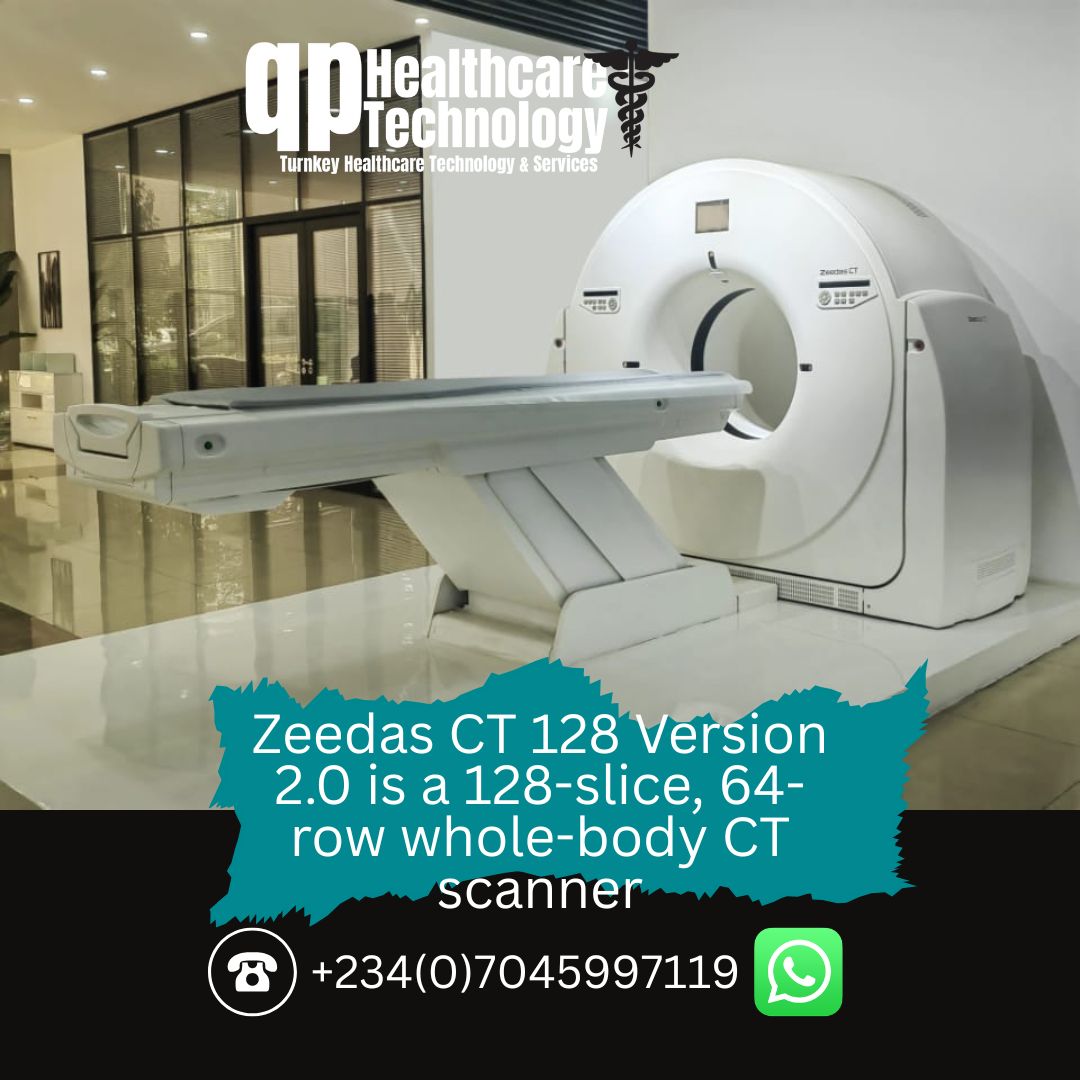 qphealthcaretec's tweet photo. The #Zeedas CT 128 Version 2.0 is a 128-slice, 64-row whole-body #CTscanner from designed for high-performance imaging, featuring a liquid metal bearing X-ray tube and Aegis 4.0 https://t.co/xtFZMRVUv2 offers fast scanning, low noise, and intelligent AI patient ... #qphealthcare https://t.co/CBcyIrptCE