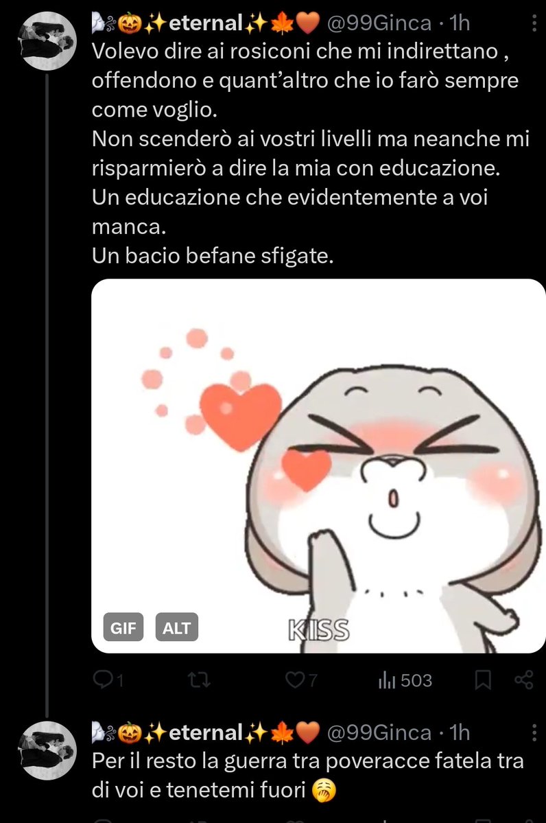 geykumeee's tweet image. Disse lei che indiretta chi le risponde direttamente, ma dire semplicemente che sei una sfigata tanto quanto gli ossessionati è difficile ? Tanto lo sappiamo tutti. E non so se te en sei accorta ma i tuoi livelli so proprio bassi
#tommavi