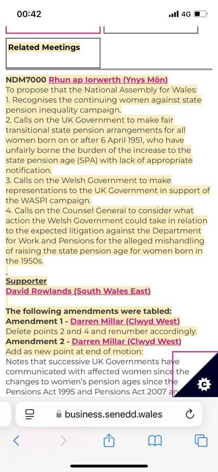 50sWOWPembsCarm's tweet image. Wonder will Darren Millar lie again tonight, like he did on the BBC Your Voice debate - see screenshot?  #50swomen #WASPI will be voting on May 7th &amp;amp; they don’t trust the Tories or Labour!!  Listen to Angela Rayner on the following link  youtu.be/bMAhwOMPtHo