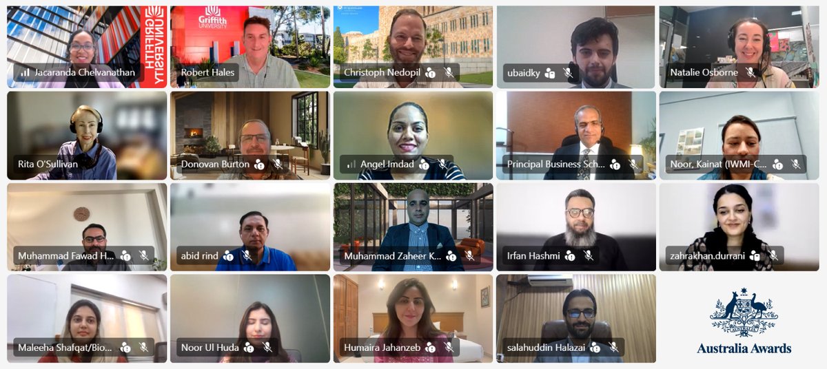 GriffithIDU's tweet photo. The @AustraliaAwards Short Course Accessing Climate Finance for Pakistan, delivered by @Griffith_Uni has begun with Preliminary Workshop Activities. Participants joined course leaders online ahead of their visit to Australia where they will engage with experts on climate finance. https://t.co/oI6UVGV60q