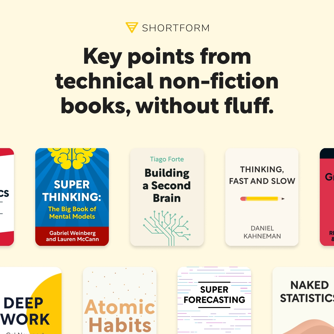 JeffreyFeldberg's tweet image. Drowning in unread books? Shortform's your life raft! 🆘 Get the knowledge you need, fast. Turn your TBR pile into a success ladder. 5 days free + 20% off! ➡️ iapdw.com/sf #readingrevolution #neverstoplearning