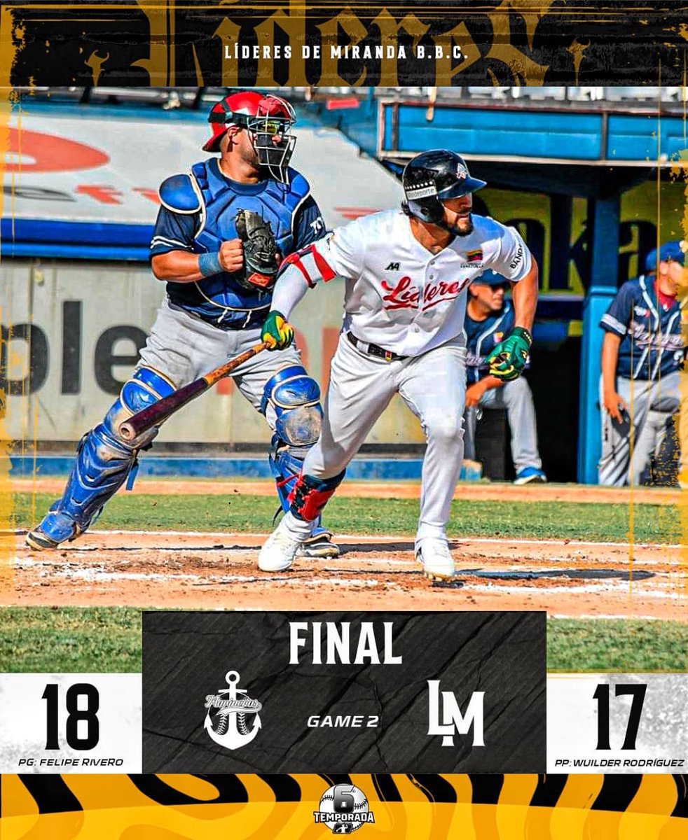 ⚾ 🇻🇪

Resultado final en Valencia

#Levántate
#SomosLíderes

(Prensa <a href="/Lideres_BBC/">Líderes de Miranda</a> )
