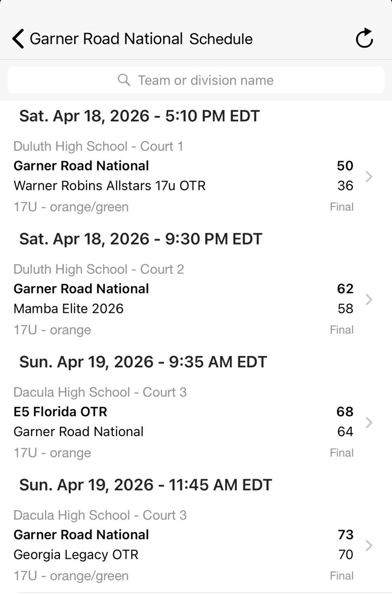 GroadBballHS's tweet photo. /// Weekend results from the GRBC National Team’s @OTRHoops/@OntheRadarHoops “Summer Jam” event in Gwinnett, GA:

2029 (2-2) 
2028 (3-1) @bballcoachd35 
2027 (3-1) 

@GravesGrbc https://t.co/aZZAUMSlF0