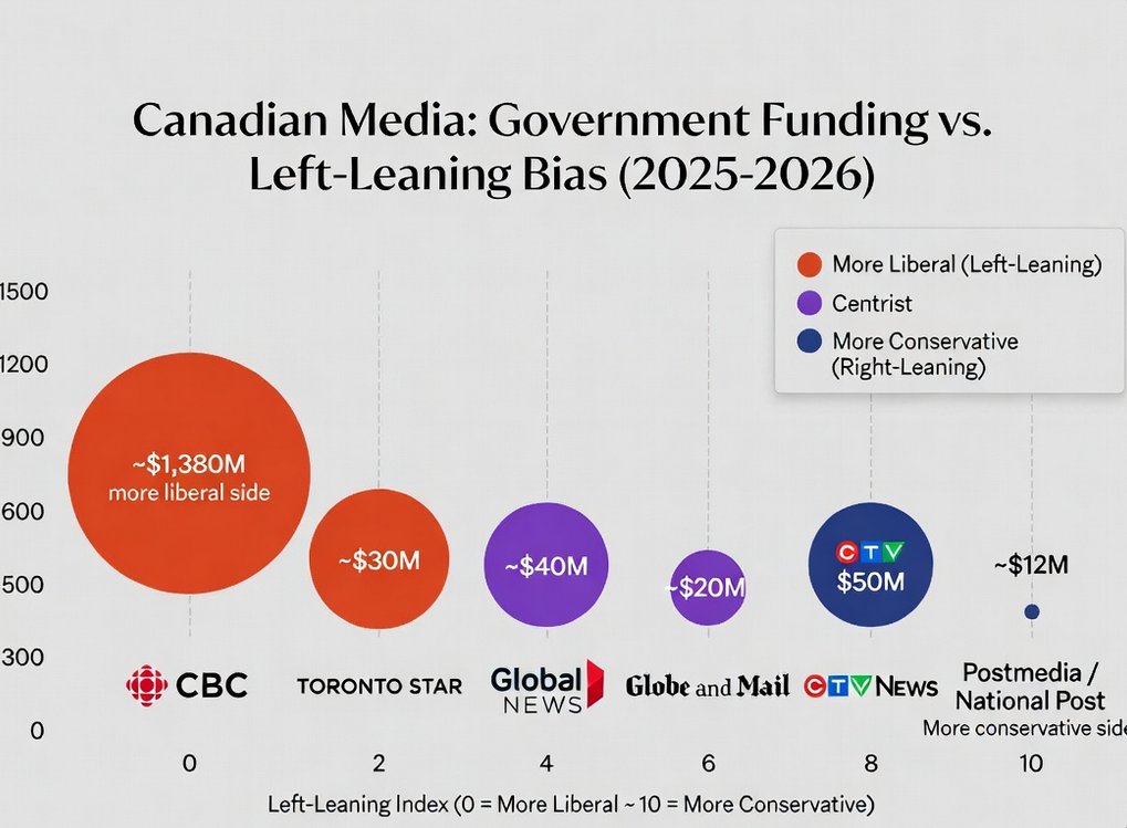 RambleOnRider's tweet image. Not sure about CTV being that far to the right, but this is interesting.  #canpoli #mediabias