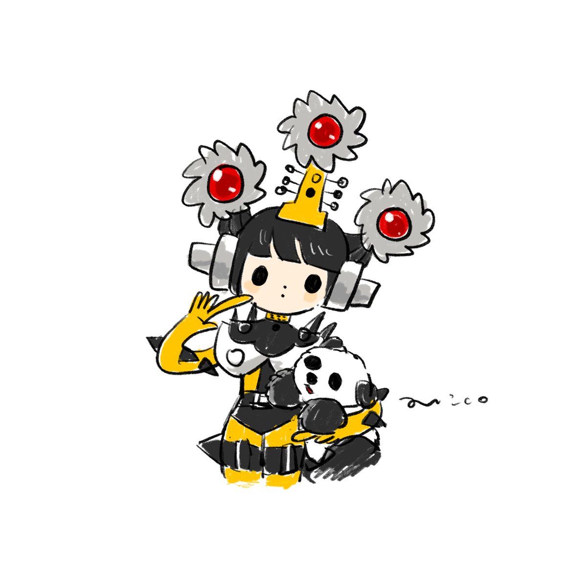 スチール星人の回（ウルトラマンA）をチラリと見たら
妙に気になってしまって一旦描く。
本物のパンダもかわいい。