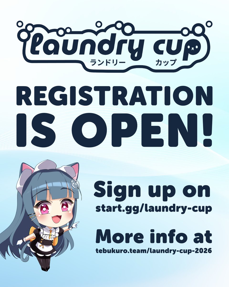 tebukuroteam's tweet photo. Laundry Cup registration is now open! 🎉

Register now on https://t.co/sxZrxFi8tK 

More info on our website https://t.co/0SalHXcveD 🌎 https://t.co/WEFYZAhmx1