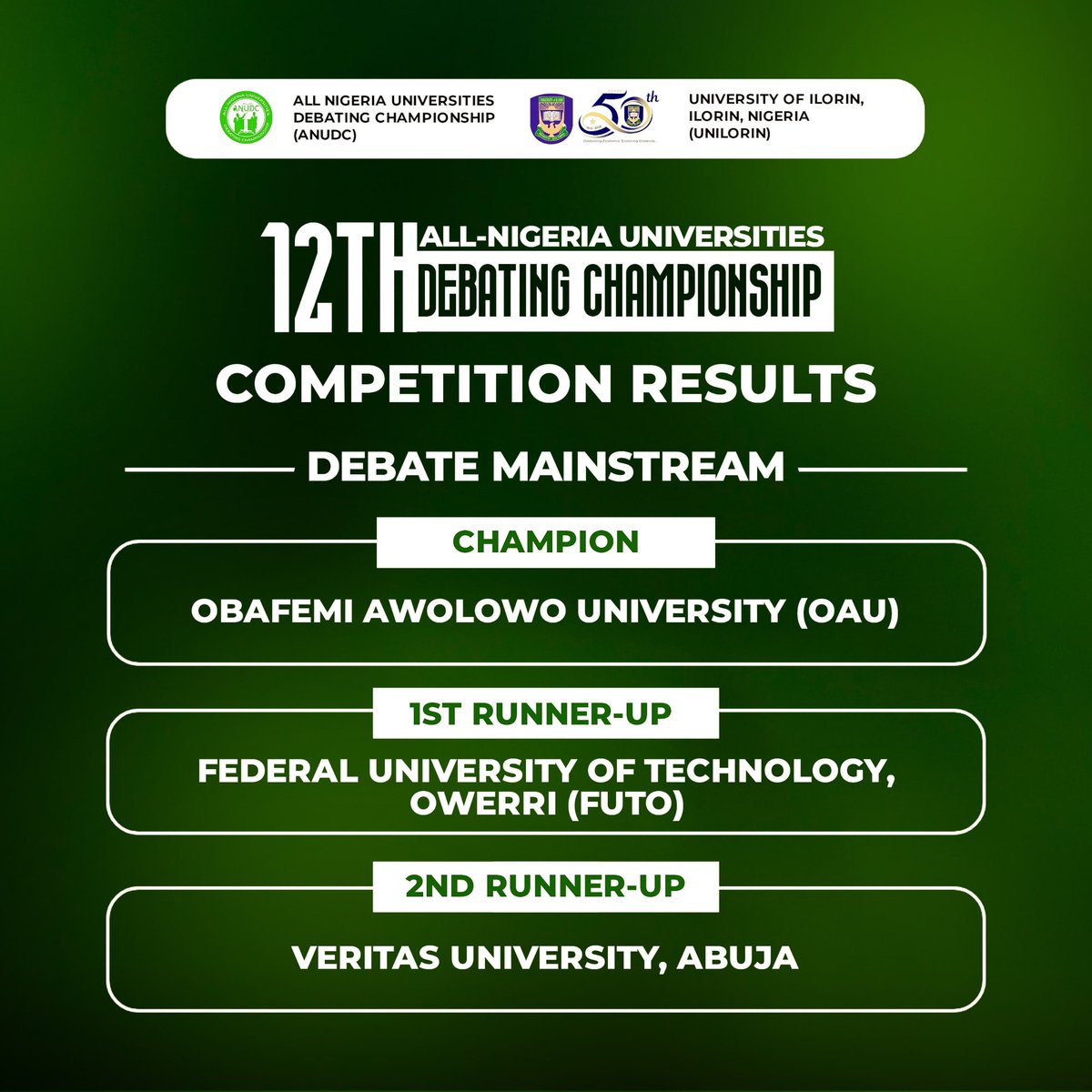 All-Nigeria Universities Debating Championship tweet media