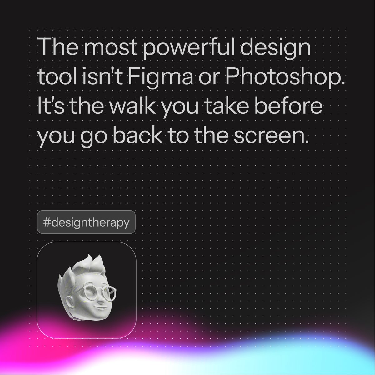GeorgioJuruko's tweet photo. Distance is a design tool. Stepping away isn't procrastination — it's processing. https://t.co/krIb1Wepge